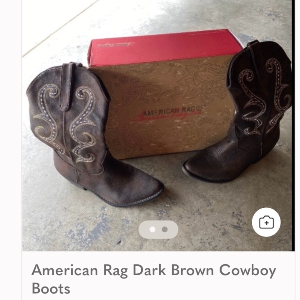 American Rag Brown Heeled Boots with Western Stitching
